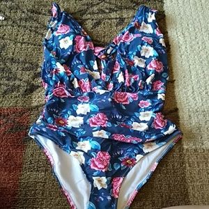 Blue flower bathing suit
